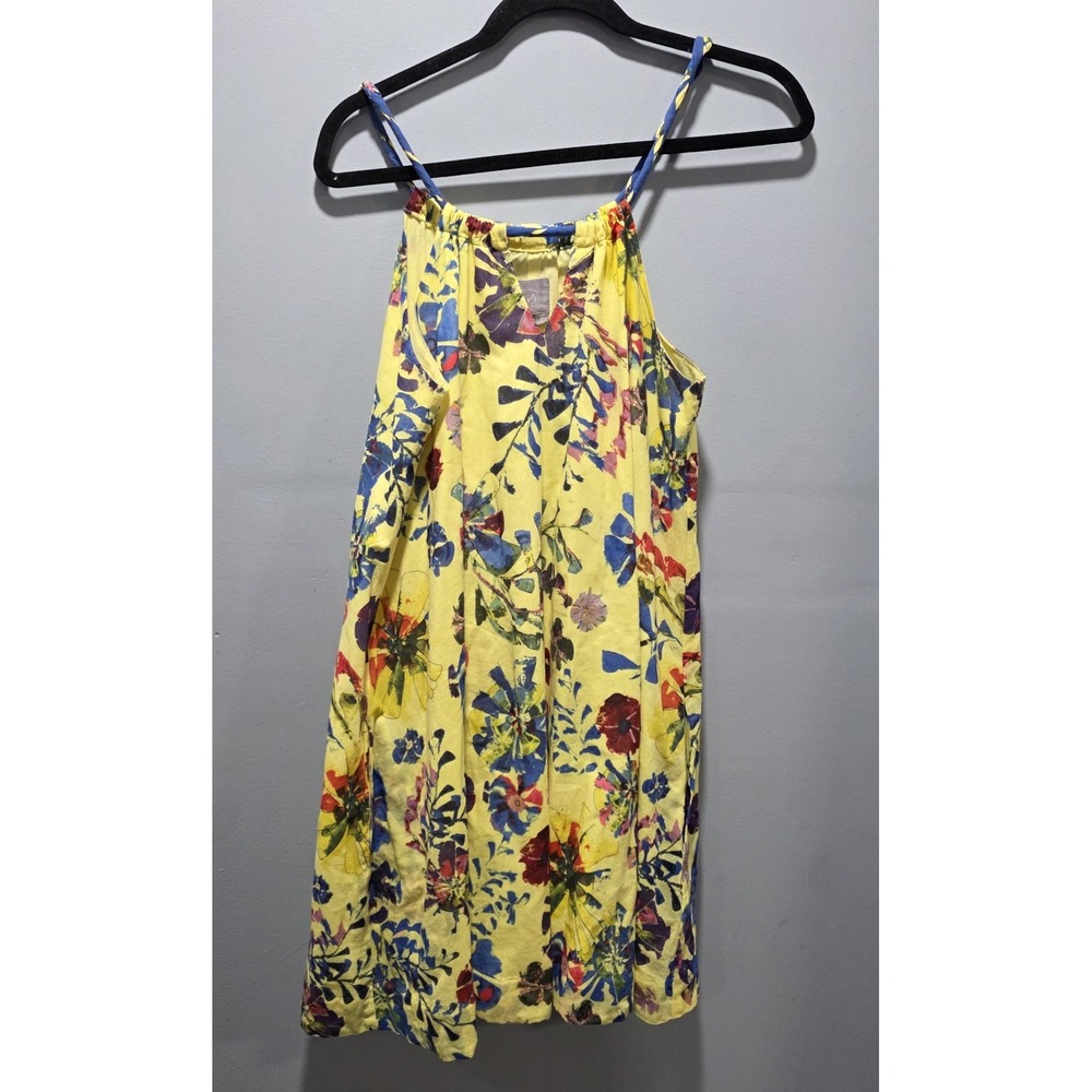 Anthropologie Vanessa Virginia Yellow Floral Painterly Trapeze Dress Sundress 4